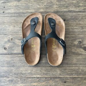 Birkenstock Brown and black Sandals, Size 37( US- 6/6.5 womens)
